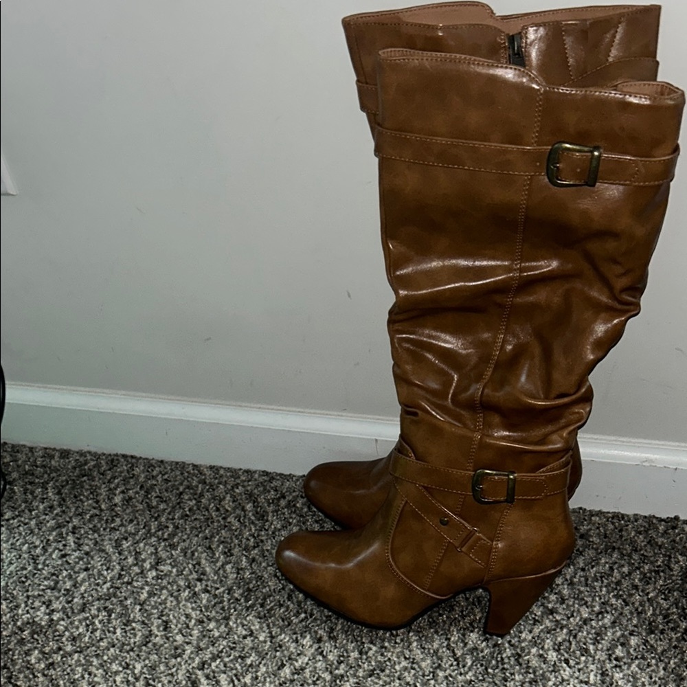 Brown Over the Knee Boots with Slouchy Design